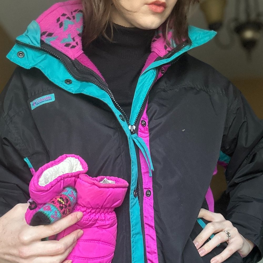 1990's Ski SET Columbia Bugaboo 3 in 1 Interchange Jacket, Gloves, Headbands